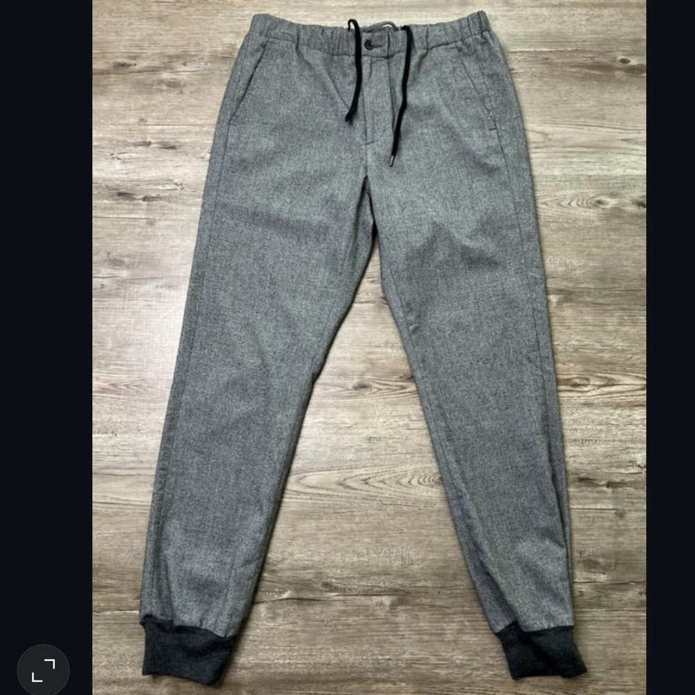 Vince Flannel Jogger Mens 34x30 Gray Cuffed Ankle Elastic Waist